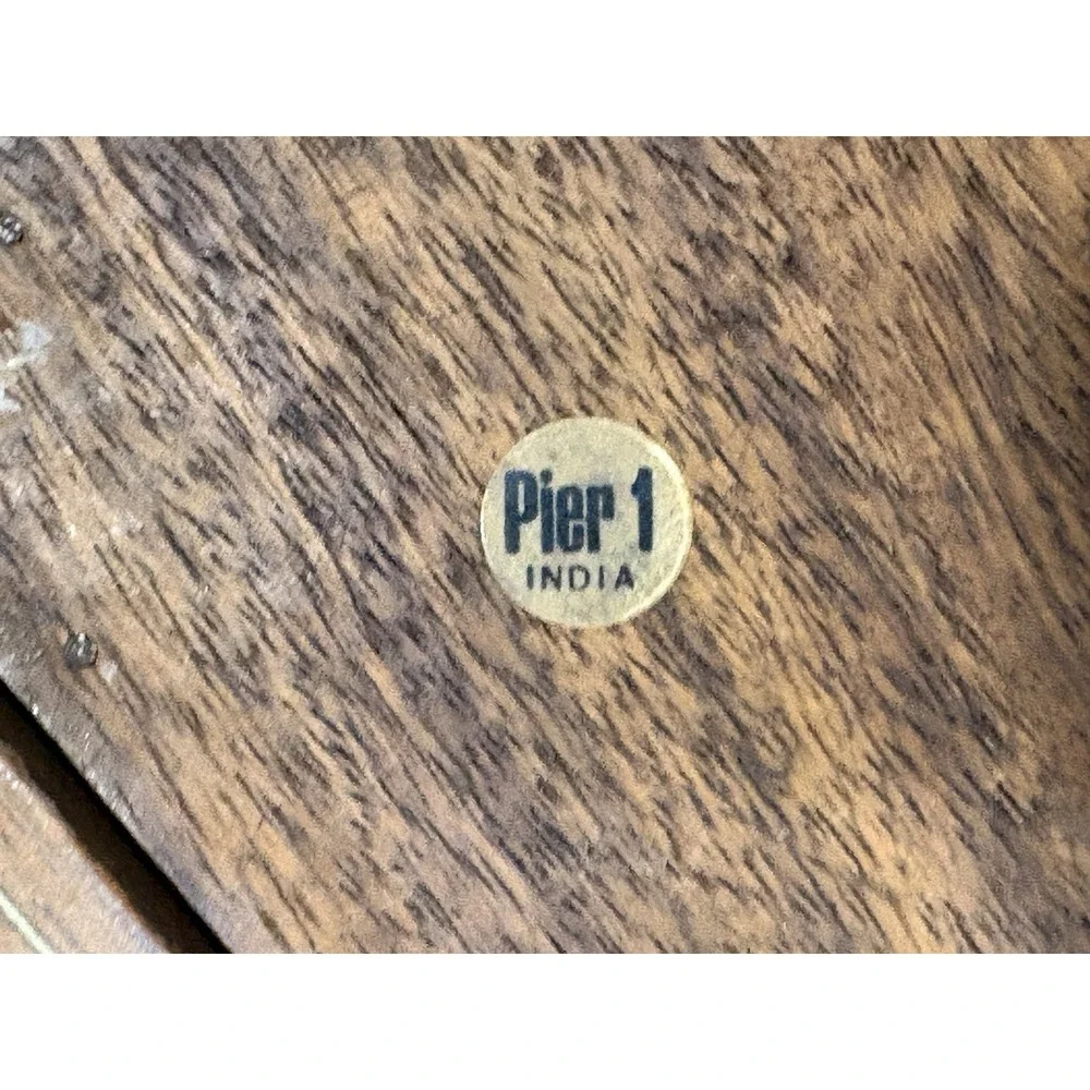 Pier 1 Polished Wooden Trinket Box W/ Brass & White  Inlay ‎ 3.5